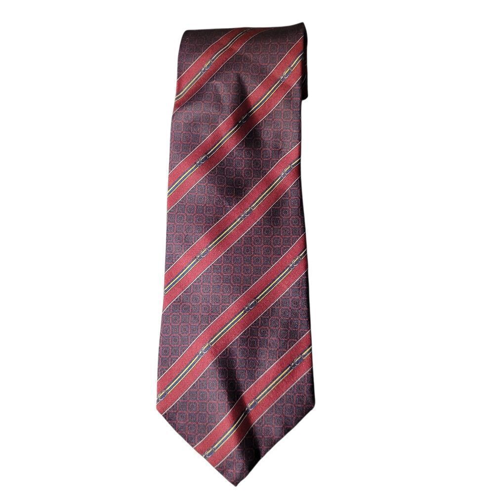 BRASS AND LEATHER TIE 100% SILK